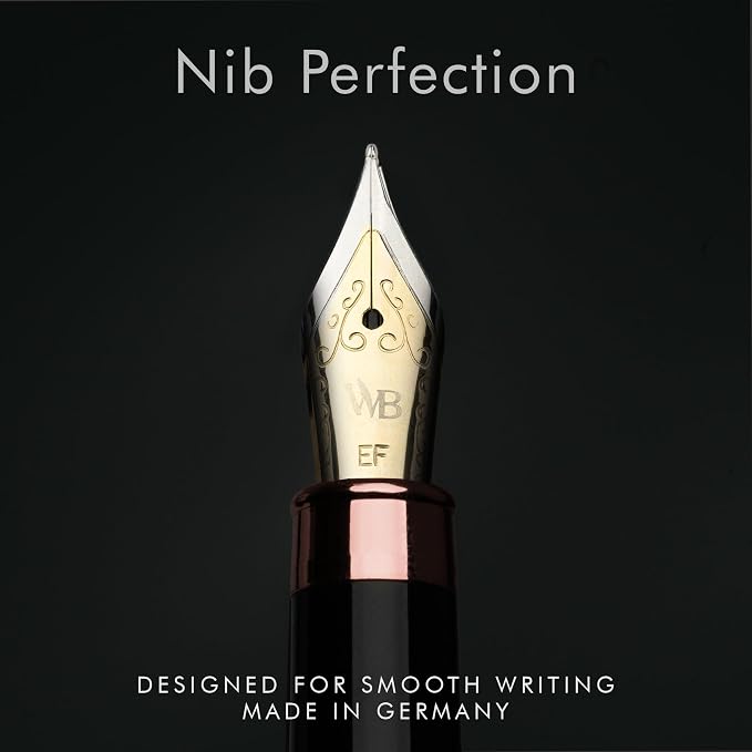 Wordsworth & Black Fountain Pen Set, Luxury Bamboo Wood - Extra Fine Nib, Gift Case; Includes 6 Ink Cartridges, Ink Refill Converter -Journaling, Calligraphy; Drawing, Smooth Writing [Violet Wood]