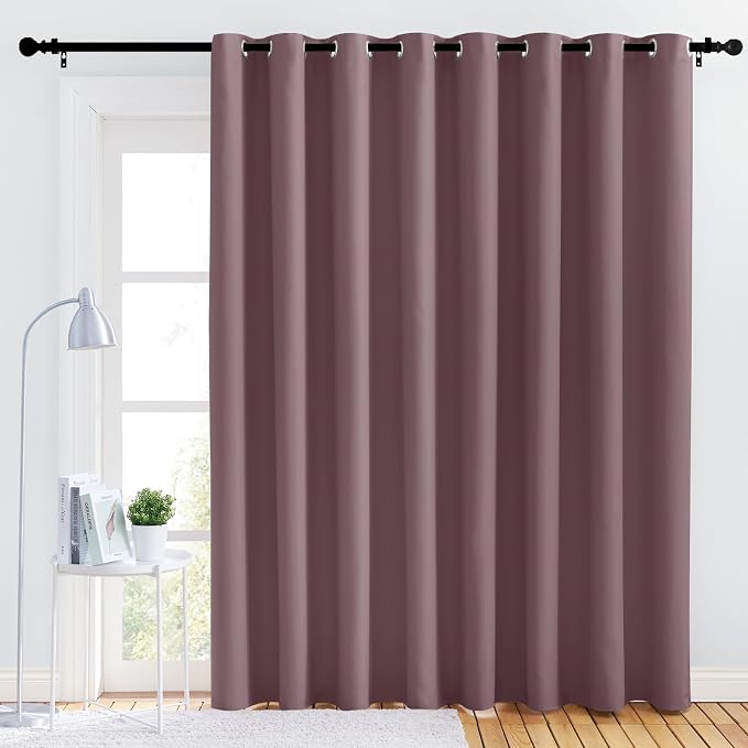 NICETOWN Bedroom Blackout Curtain Panel - (120 inches by 102 inch, Dry Rose, 1 PC) Energy Saving Thermal Insulated Grommet Blackout Drapery for Patio, Room Divider Curtain