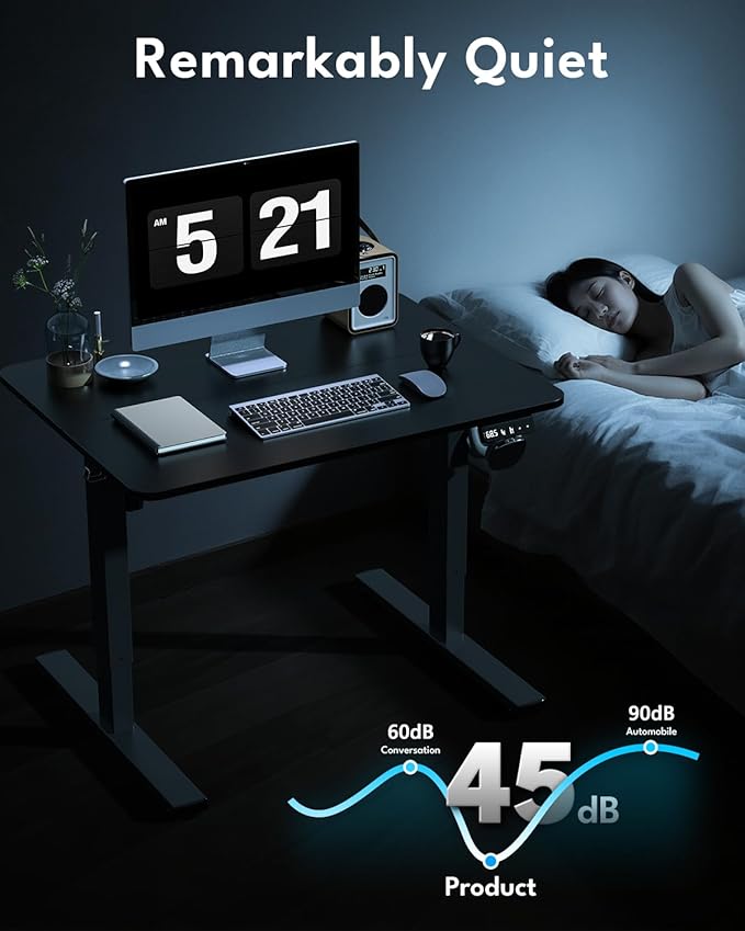 Small Electric Standing Desk, Gaming Desk, 31.5x24 Inch, Black | Height Adjustable Computer Desk with Smart Controller, Sit and Stand Up Table for Home, Office, Work, Study, Writing