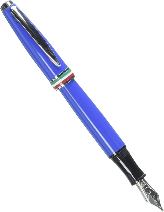 Monteverde USA Aldo Domani Italia Fountain Pen Exotic Blue - Stub Nib - Luxury Writing Pen - Italian Design - JoWo Stainless Steel Nib - Smooth Ink Flow - Refillable - Gift Box Included