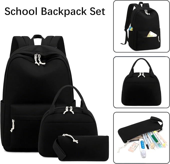 Bluboon Teens Backpack Set Girls School Backpack Lunch Box Pencil Bags Student Bookbags 3 in 1