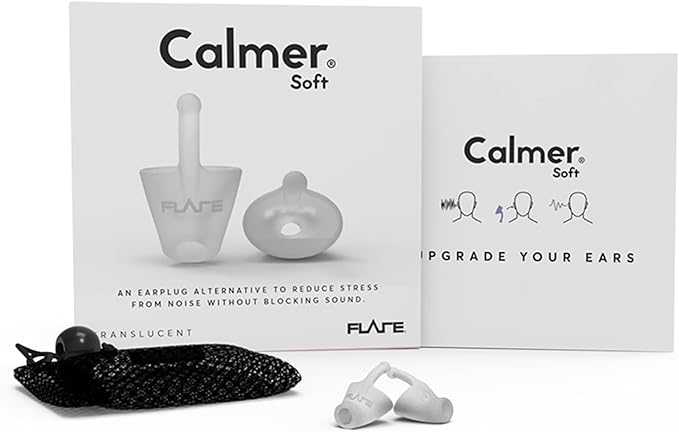 Flare Calmer | Ear Plugs Alternative | Daily Noise Relief | Sound Sensitivity | Stress Relief | No Muffling | Improve Wellbeing | Comfy, Reusable, Soft Silicone Earplugs | Soft Translucent