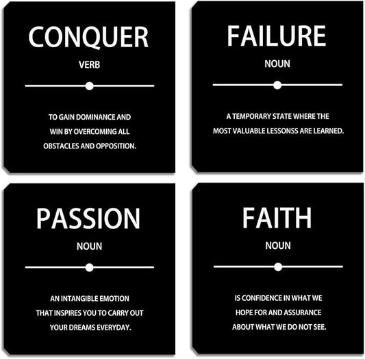 Motivational Canvas Wall Art Picture for Bedroom Home Wall Decorations for Living Room Inspirational Office Wall Decor Black Wall Painting Canvas Framed Home Wall Decor 12"x12"x4