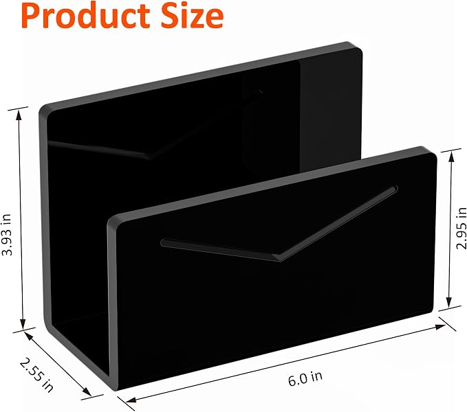 FUCDTEFC Acrylic Mail Holder, Black Acrylic File Letter Organizer, Vertical Envelope Mail Holder for Desk, Lightweight Countertop Bill Holding Sorter Letter Invoice Stand for Home Office School | Vertical, Envelope, Lightweight, Countertop, Bill Holdin...