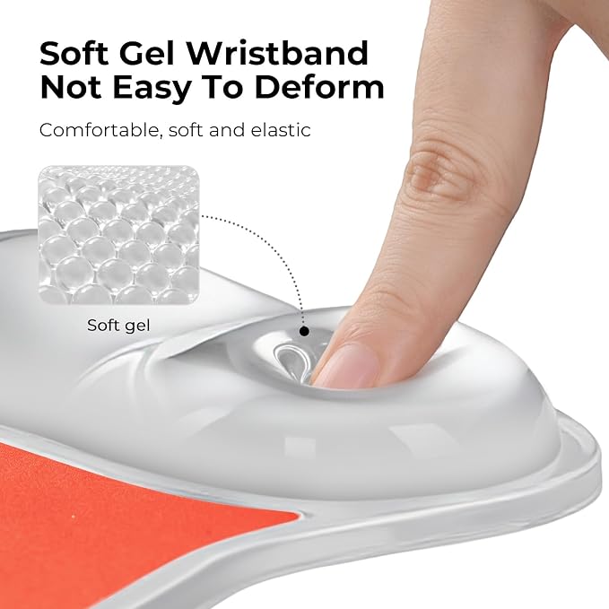 EooCoo Ergonomic Washable Mouse Pad with Gel Wrist Rest Support | Middle Concave Design, Relieve Wrist Pain, Non-Slip Base, Office Desk Accessories