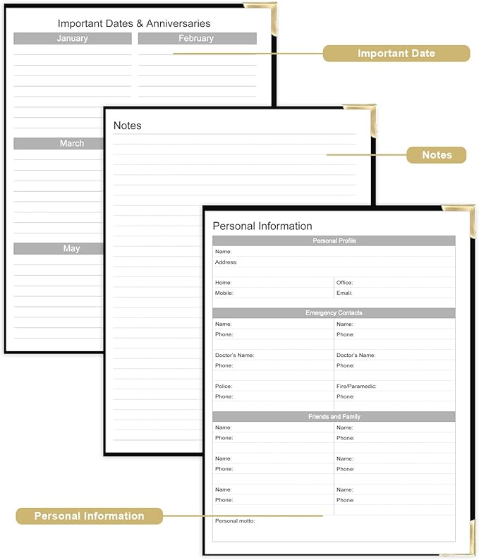 Undated Daily Monthly Planner for 2026 or Anytime - A4 To Do List with Hourly Schedule, Hardcover Spiral Bound Daily Planner to Increase Focus, Stylish School/Office Supplies, 8.5" x 11", Black