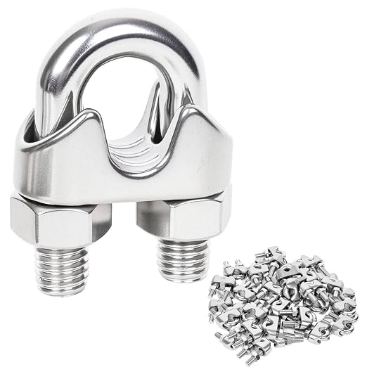 24 Pcs 1/8 inch Wire Rope Clips,Wire Rope Clamp,Cable Clamp | 304 Stainless Steel Smooth Rods for Industry, Metal Working Hobbies and DIY Craft