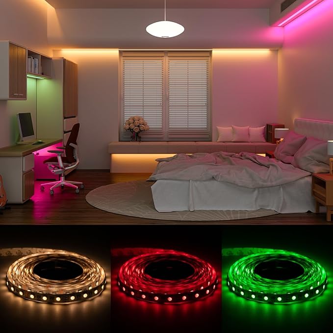 BTF-LIGHTING RGBW LED Strip Lights,UL Listed,5050 4 Colors in 1 RGB + 2700K-3000K Warm White,12V DC,16.4ft/5m 60LEDs/m 12mm White PCB, IP65 Waterproof for Home Decoration(No Adapter or Controller)
