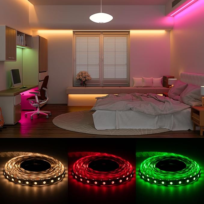 BTF-LIGHTING RGBW LED Strip Lights,UL Listed,5050 4 Colors in 1 RGB + 2700K-3000K Warm White,12V DC,16.4ft/5m 60LEDs/m 12mm White PCB, IP67 Waterproof for Home Decoration(No Adapter or Controller)