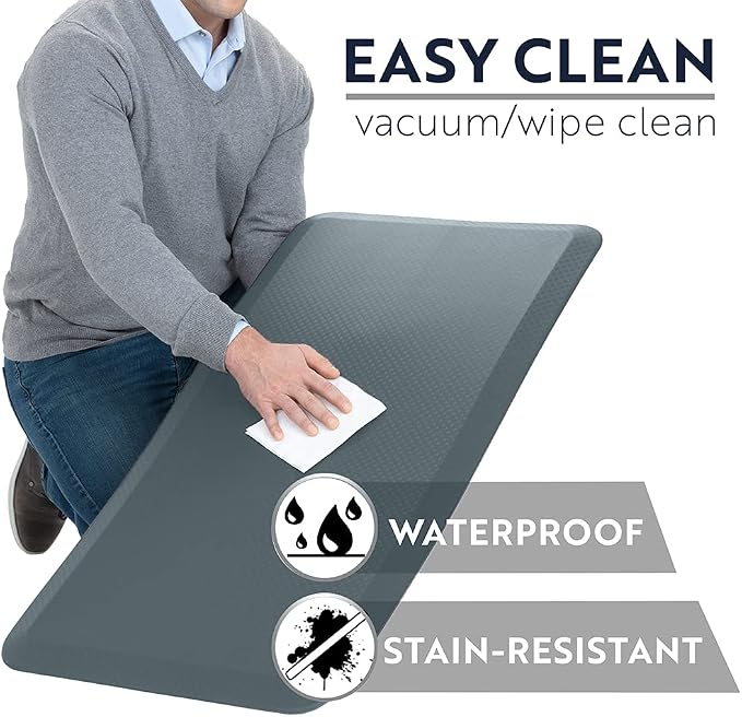 KANGAROO Anti Fatigue Mats for Kitchen Floor, 39x20, Reduce Foot, Knee Pressure, 3/4 Inch Thick Cushioned Ergonomic Mat, Waterproof Comfort Rug for Under Sinks, Standing Desk, Store Floors, Charcoal