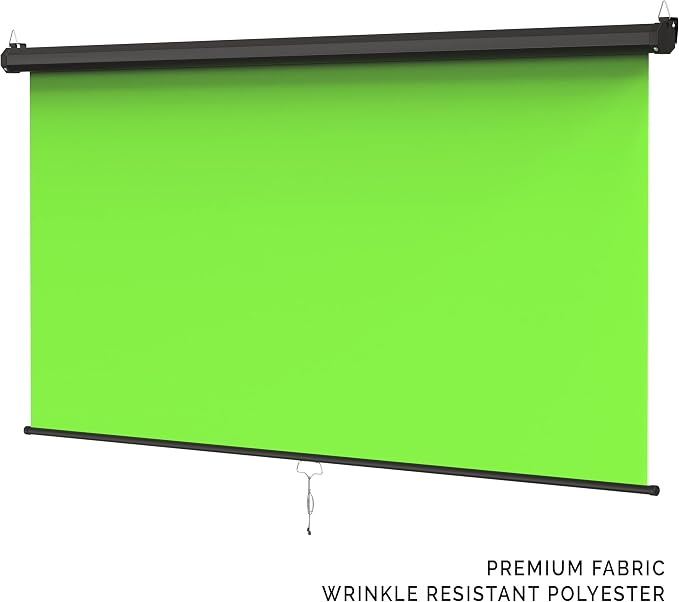 【Wider Style】 KHOMO Gear Green Screen 84 x 84 inch – Extra Large Pull Down Backdrop – Portable Collapsible Roll Down Projector Screen – Green Screen for Video, Streaming, and Photography