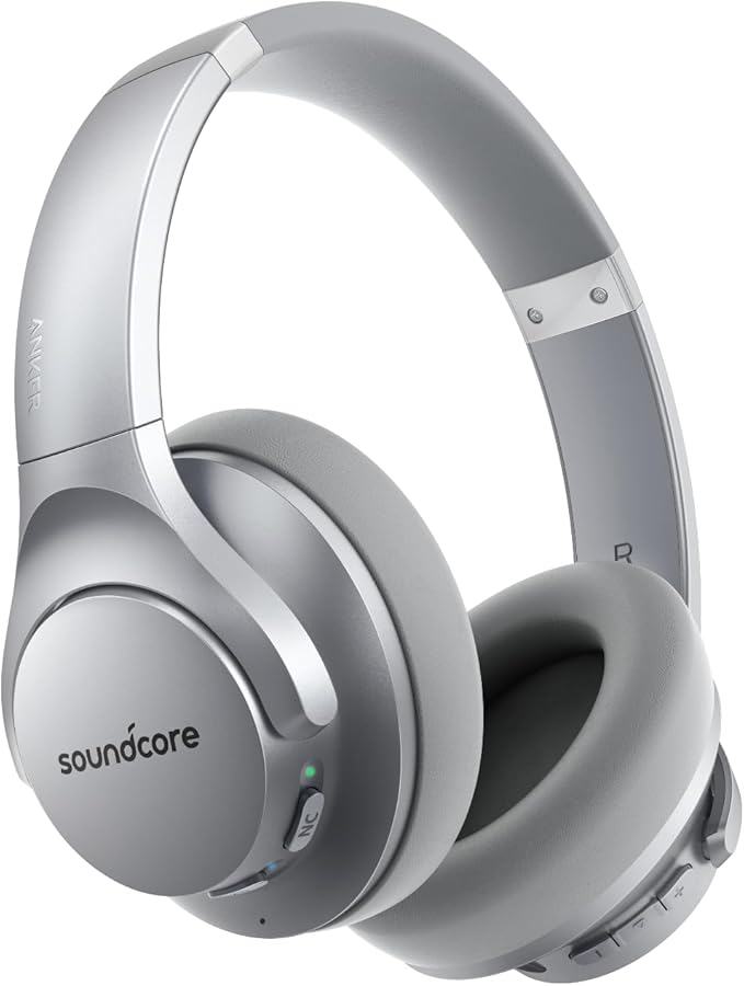 Soundcore Anker Life Q20 Hybrid Active Noise Cancelling Headphones, Wireless Over Ear Bluetooth Headphones, 60H Playtime, Hi-Res Audio, Deep Bass, Foam Ear Cups, Travel, Office, USB-C Charging