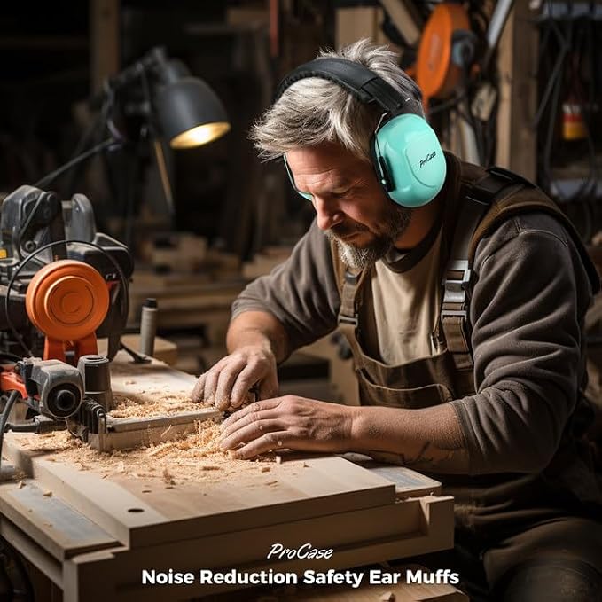 ProCase NRR 28dB Noise Reduction Ear Muffs, Foldable Adjustable Passive Noise Cancelling Headphones for Adults Kids Autism, Hearing Protection for Shooting, Construction, Mowing, Studying -Teal