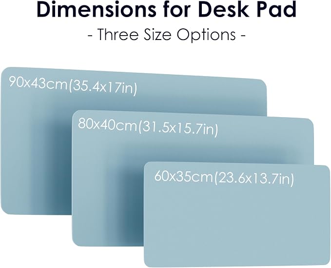 Leather Desk Pad Protector, Waterproof Mouse Pad, PU Desk Mat, Office Desk Cover, Desk Writing Mat for Office/Home/Work/Cubicle (Light Blue) 35.4x17 in