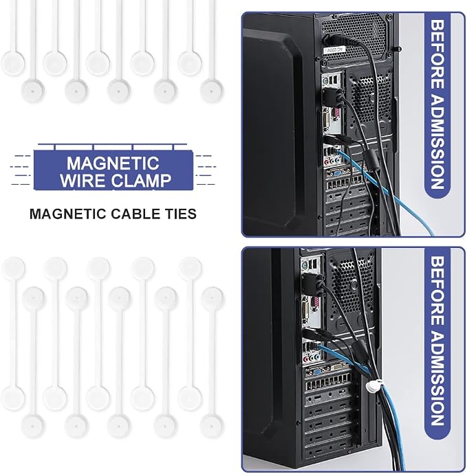 Kanemc Reusable Magnetic Cord Ties,Magnetic Cable Ties(10-Pack, White) | Magnetic Cable Organizer,Silicone Twist Ties for Cable Bundling, Organizing, Earphone Cords Wrap,Bookmarks & Fridge Magnets