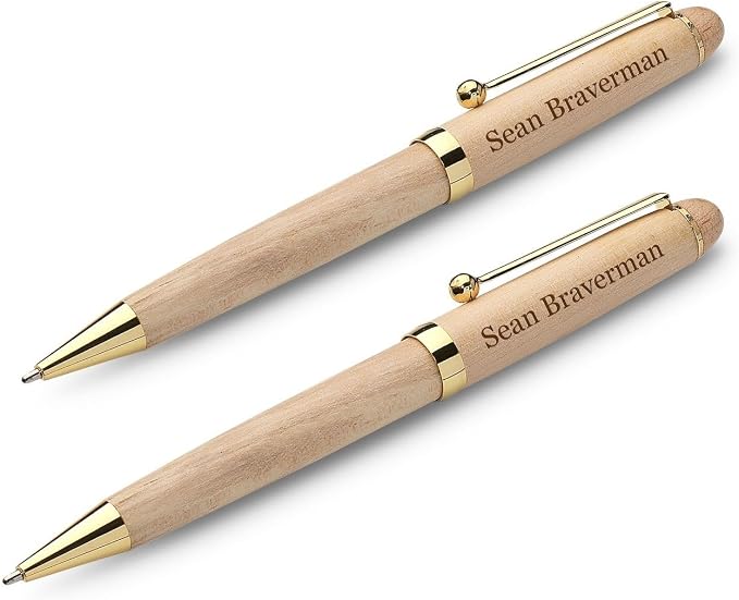 Executive Gift Shoppe | Laser Engraved Maple Wood Double Pen and Box Set
