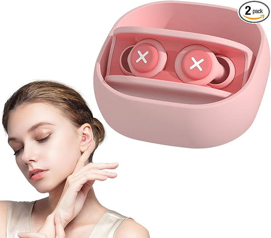 Upgrade Soft in-Ear Ear Plugs for Sleeping, Reusable Silicone Noise Reduction Earplugs with 3-Layer Sound Insulation, for Snoring, Travel, Study, Work, with Portable Storage Case, (Pink)