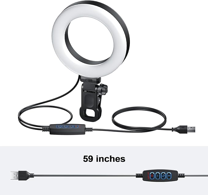 Clip-on Ring Light for Laptop Computer, Universal Phone/Tablet/Webcam Mount - Portable LED Light for Zoom Meetings, Live Streaming, Content Creation/Video Recording/TikTok
