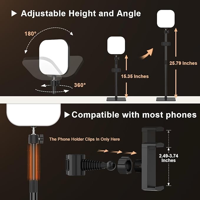 Video Conference Lighting, 180 LED Video Light with 3 Color & 5 Brightness & Timmer for Video Recording, Webcam Light Phone Holder for Laptop Computer Online Meeting, Video Calls, Live Streaming