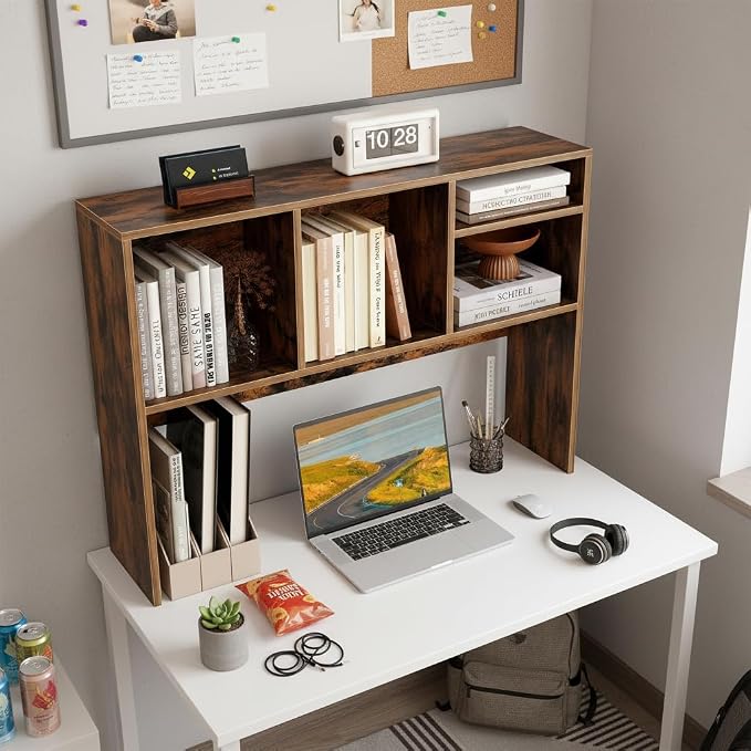 Tangkula Desktop Bookshelf, Countertop Storage Hutch with 4 Shelves for Computer Desk, Desk 2-Tier Display Rack, Multipurpose Wood Desktop Hutch Storage Organizer for Dorm Office Home