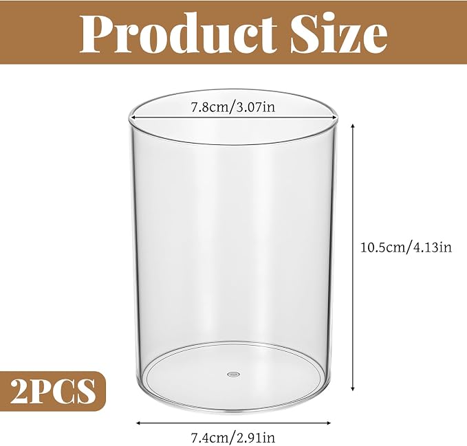 2 Pcs Acrylic Pencil Holders Cup Acrylic Makeup Brush Holder Clear Pen Holder Round Container Clear Brush Container for Home School Office Desk Accessory