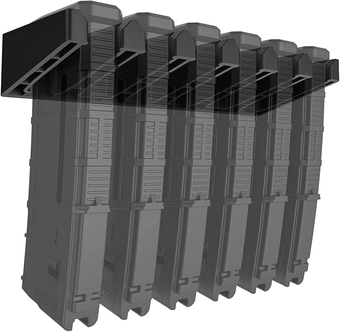 Solid ABS 6-Slot PMAG Wall Mount & Magazine Rack | Standard Capacity Mag Holder, Home Tactical Storage, Heavy Duty Display Stand, Room Organizer