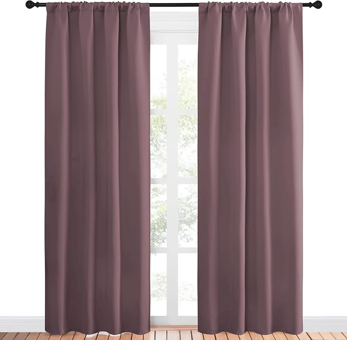 NICETOWN Blackout Curtains for Living Curtains, Window Treatment Thermal Insulated Room Darkening Drape Panels for Patio Sliding Glass Door (Dry Rose, Set of 2, 42 inches Width by 84 inches Length)