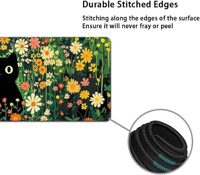 Desk Mat, Large Gaming Mouse Pad with Wrist Rest, 4 in1 XXL Mouse pad+Keyboard Wrist Rest+Mouse Pad Wrist Support+Cup Coaster Set, Ergonomic Desk Pad for Home Office,Floral Cat