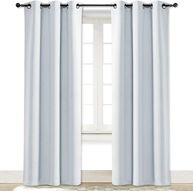 NICETOWN Cloud Grey Window Curtain and Drape Easy Care Solid Thermal Insulated Grommet Room Darkening Drapery for Kid's Room (1 Panel, 42 by 84)