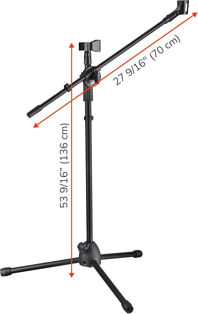 AW 4pcs Boom Mic Stand Floor Adjustable Height Mic Tripod Stand Dual Mic Clip Holder Folding Microphone Holder for Singing Live Stream Stage Studio
