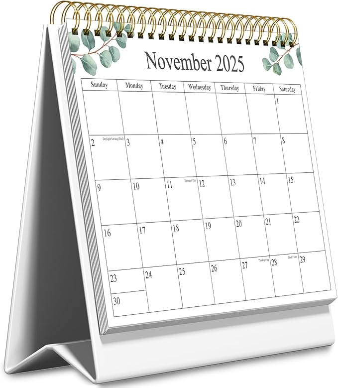 Desk Calendar 2026 - Runs January 2026 until June 2027 - Beautiful Small Flip Desktop Calendar for Easy Organizing, 6" x 8", Leaf
