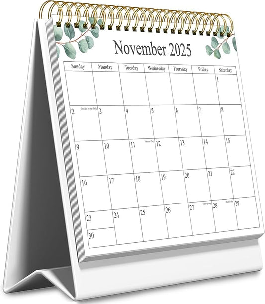 Desk Calendar 2026 - Runs January 2026 until June 2027 - Beautiful Small Flip Desktop Calendar for Easy Organizing, 6" x 8", Leaf