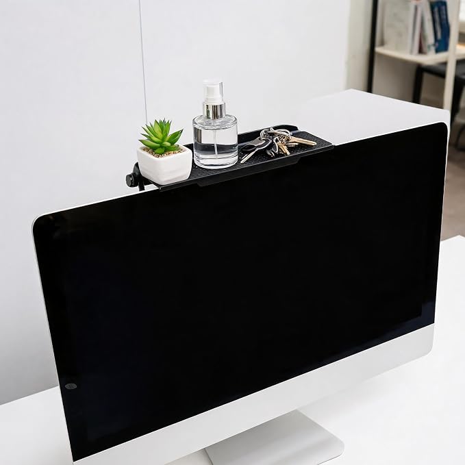 6 Pieces TV Top Screen Shelf Adjustable Monitor Top Shelf Plastic TV Video Game Storage Game Console Black Router Stand Audio Video Shelving for Media Boxes Router(11.8 x 4.5 inch)