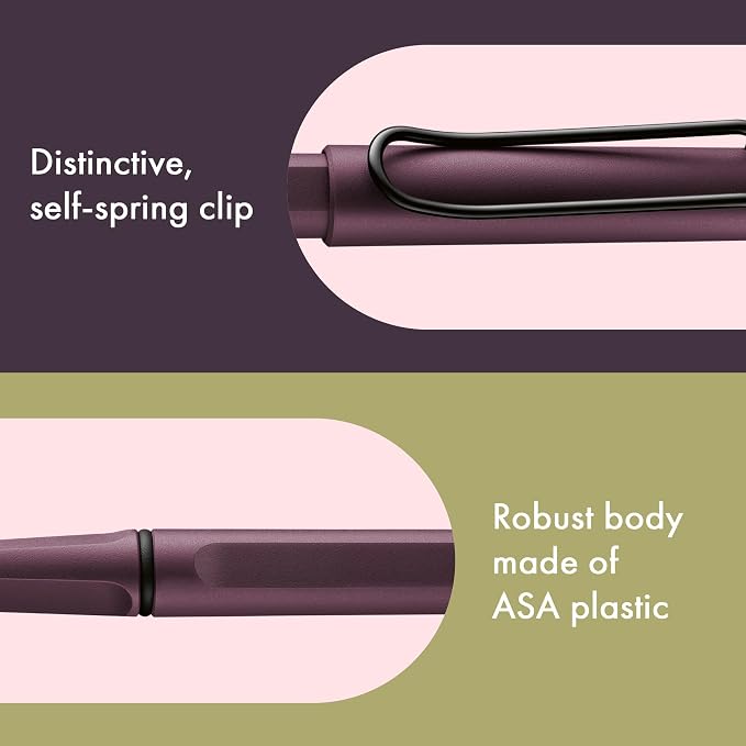 Lamy safari scarlet - Rollerball Pen with ergonomic grip & line width M - for pleasant long writing - made of robust ASA plastic - including rollerball refill M 63 in black