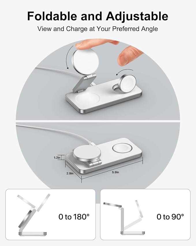 3-in-1 Charging Station for Samsung, Magnetic Fast Wireless Charger Stand Compatible with MagSafe for Galaxy S26/S25/S24/S23/Z Fold/Flip 7 Series, Galaxy Watch Ultra/8/7/6/5, Galaxy Buds Pro/4//3/2
