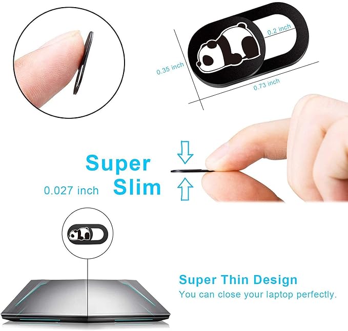 SIREG Webcam Cover Slide Ultra Thin - Cute Panda Web Camera Cover fits Laptop,Tablet,Computer, Smartphone, Protect Your Privacy and Security,Strong Adhesive