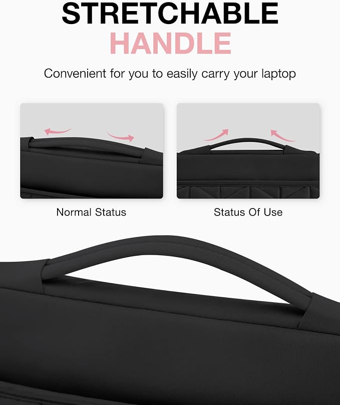 BAGSMART Laptop Case with Handle, Puffy Padded Laptop Bag Sleeve for Women, Portable MacBook Air/Pro Computer Case, 13-14 inch, Black