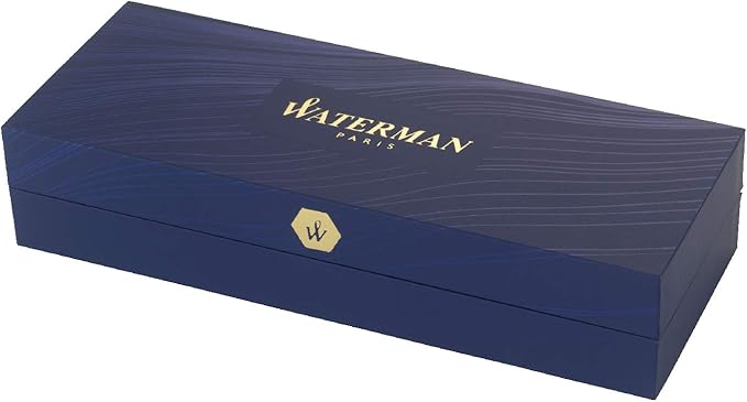 Waterman Expert Fountain Pen, Stainless Steel with Chrome Trim, Fine Nib with Blue Ink Cartridge, Gift Box
