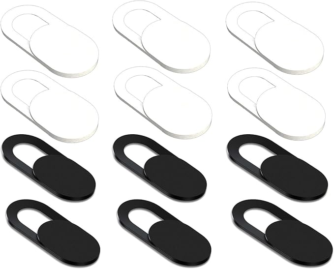[12 Pack] Slide Webcam Cover Ultra Slim Web Camera Cover fits Laptop, Desktop, PC, Macboook Pro, iMac, Mac Mini, Computer, Smartphone,Protect Your Privacy Security,Strong Adhensive-6 White+6 black