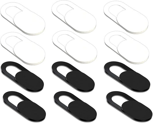 [12 Pack] Slide Webcam Cover Ultra Slim Web Camera Cover fits Laptop, Desktop, PC, Macboook Pro, iMac, Mac Mini, Computer, Smartphone,Protect Your Privacy Security,Strong Adhensive-6 White+6 black
