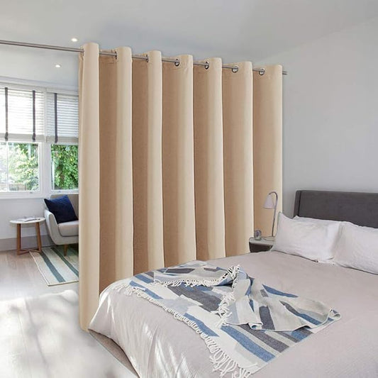 NICETOWN Room Divider Curtain Screen Partitions, Basement Hospital Medical Clinic Spa Lab Cubicle Curtain Divider Privacy Screen, Patio Door Curtain (Biscotti Beige, 1 Panel, 12.5ft Wide x 8ft Long)