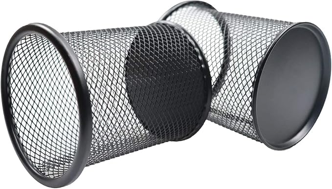 Pen Holder Mesh Pencil Holder Metal Pen Holder Cup Pencil Cup Holder for Desk Office Pen Organizer Black, 4 Pack