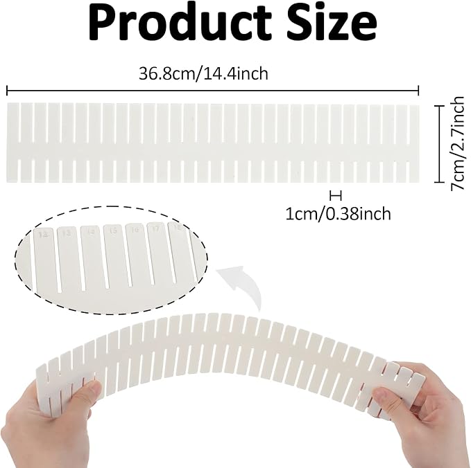 14.5 in White Adjustable Drawer Dividers, TWUTGAYW 8PC DIY Grid Drawer Organizer Dividers, Plastic Organizer Separator for Socks Underwear Makeup Cosmetic Clothes Can Help Tidy Kitchen Bedroom Dresser