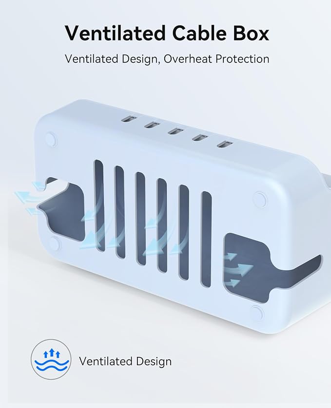 ORICO Cable Management Box with Phone Stand Lid, Large Cord Organizer Case for Hiding Power Strips & Surge Protectors, Heat Dissipation Desktop Wire Hider for Home, Office, School - PB02