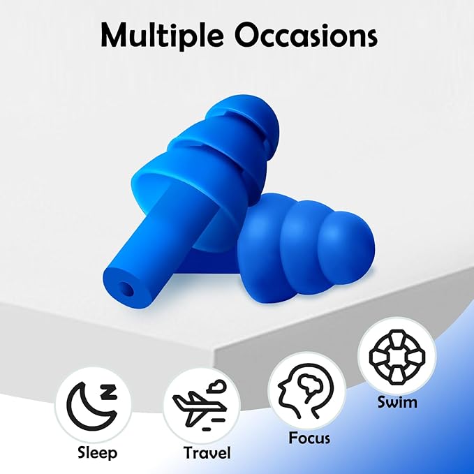 100 Pairs Ear Plugs for Sleeping Noise Cancelling, 10 Colors Reusable Silicone Sound Blocking Earplugs, Waterproof Noise Reduction Ear Plugs for Shooting, Swimming, Concerts, Snoring