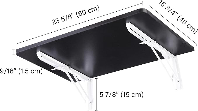Yescom Wall Mounted Floating Folding Desk Wooden PC Dining Drop Leaf Table Workbench 24"x16" 50lbs Weight Capicity for Study Black