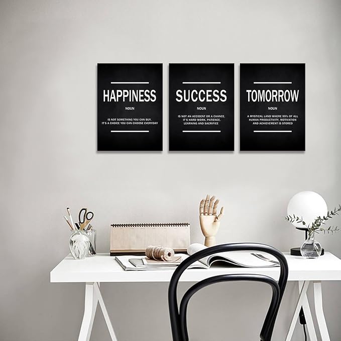 KAWAHONE Motivational Success Quotes Wall Art, Positive Entrepreneur Tomorrow Poster Inspirational Happiness Relaxing Wall Hanging Picture Decor for Home Office Workplace Gift for Business Leadership
