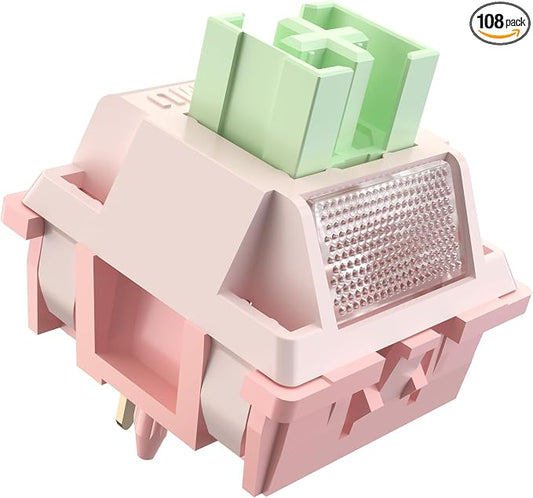 Zjmehty Outemu(Gaote) White Peach Silent Switches,40gf pre-Lubricated,dust-Proof Linear switches,Compatible with MX Mechanical Keyboards(108PCS)