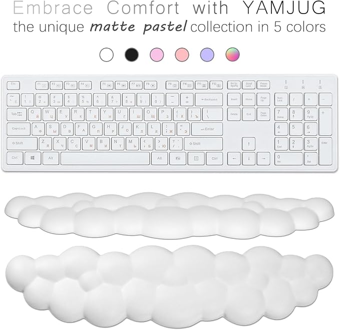 Cloud Wrist Rest Keyboard Palm Rest with Non-Slip Base for Computer Gaming Wrist Rest, YAMJUG Cloud Arm Rest Keyboard Wrist Pad White