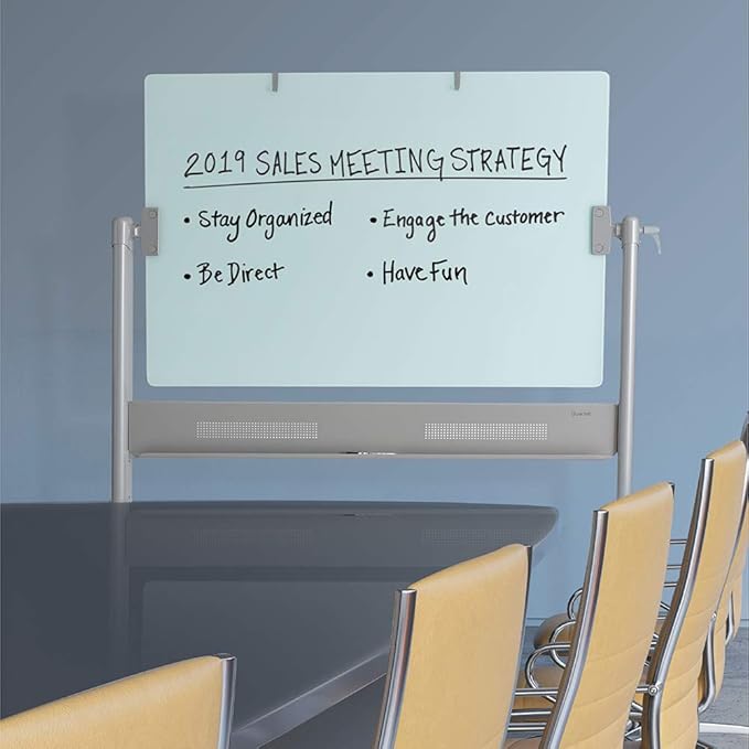 Quartet Easel, Magnetic, Glass Whiteboard, 4' x 3', Reversible, Portable, Flip Chart Holder, Infinity (ECM43G)